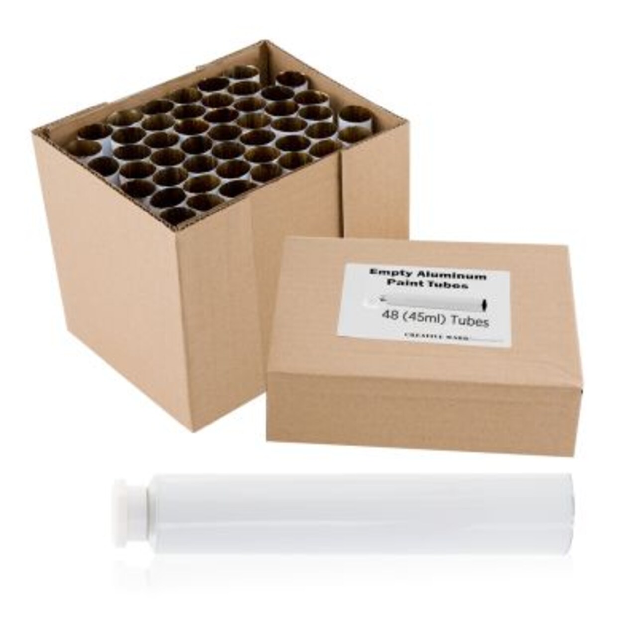 Creative Mark Empty Paint Tubes - Box of Empty Aluminum Paint Tubes & Caps, Easy-Open Caps, Easy to Crimp, Perfect for Storing Custom Mixed Acrylics, Gouaches, Watercolors, Oils